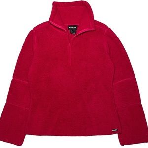 ATHLETA Sweatshirt Sweater Womens Small Sherpa Long Sleeve 1/4 Zip Hot Pink
